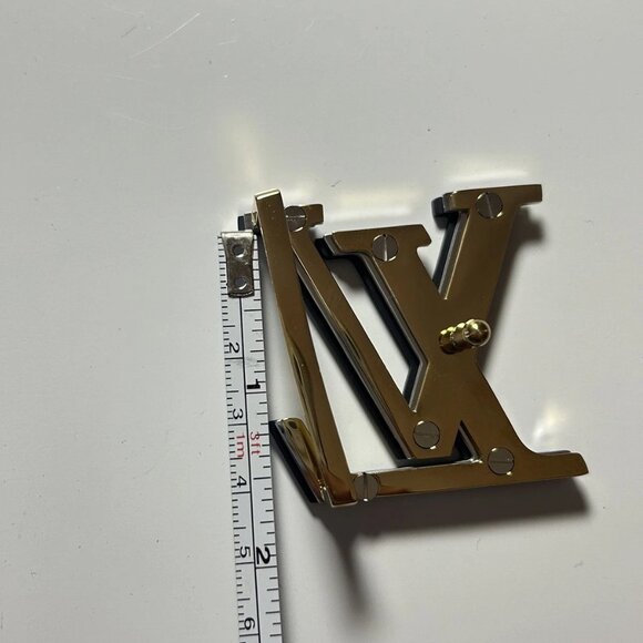 Louis Vuitton LV Initials Gold Trio Belt Buckle ONLY Reversible Black 40mm - Picture 4 of 4